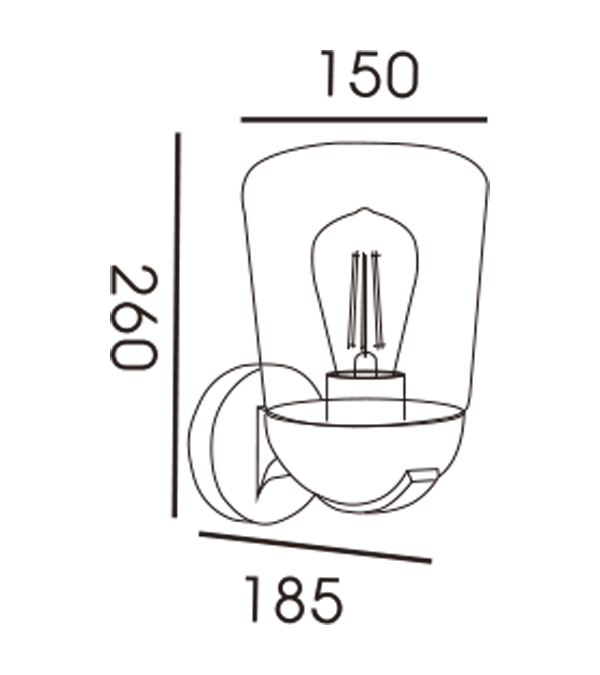 Flat Top Glass Cover Vegglampe HR60112 Flat Top Glass Cover Vegglampe HR60112
