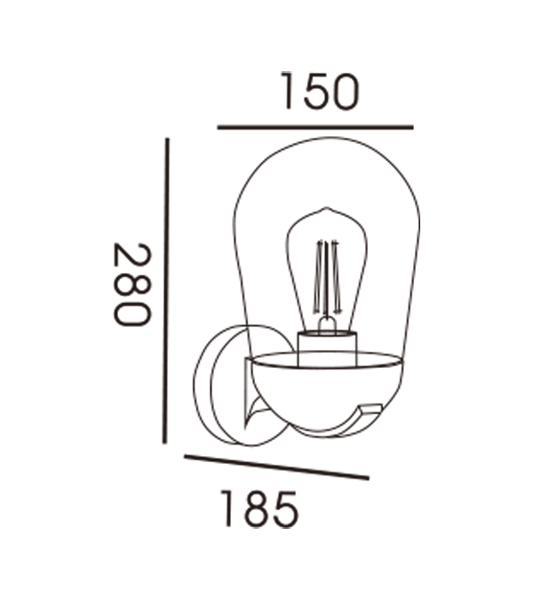 Raketthode glasshette induksjonsvegglampe HR60111S Raketthode glasshette induksjonsvegglampe HR60111S