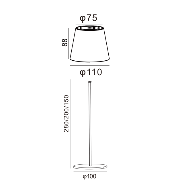 Oppladbar lampe med skjerm HR95042-365 Oppladbar lampe med skjerm HR95042-365